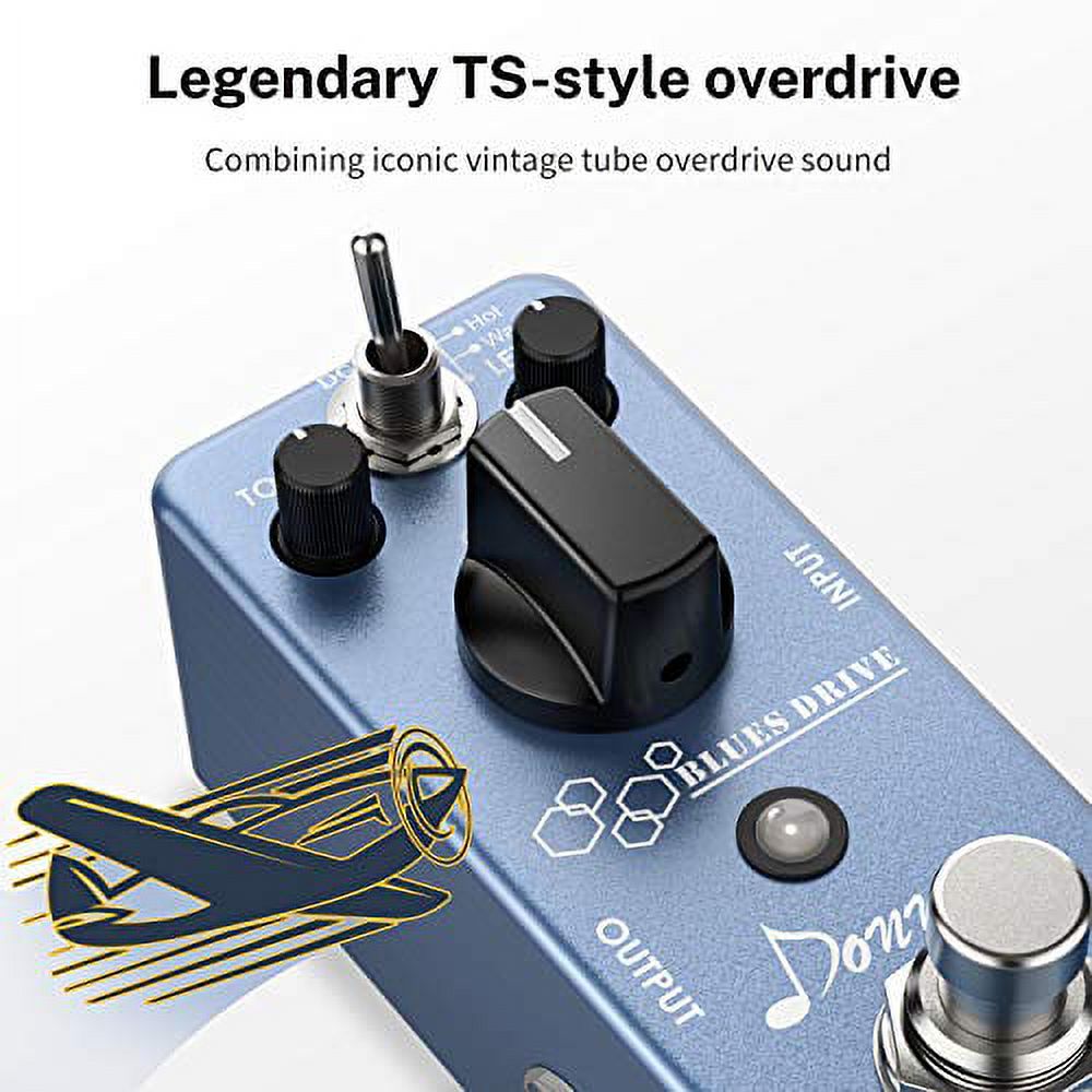 Donner Overdrive Guitar Effect Pedal, Blues Drive Vintage Overdrive Warm/Hot Modes True Bypass