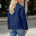 thumbnail image 4 of VBVC Women's Metallic Faux Leather Moto Jacket , Casual Zip Up Biker Coat For Women , Ladies' Oversized Fall Winter Outerwear with Pockets, Blue , S-5XL, 4 of 5