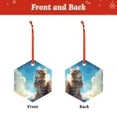 thumbnail image 2 of Cauagu Blue Sky Winged Cat Pattern Acrylic Christmas Pendant,1-Pack Christmas Ornaments Xmas Tree Decor Christmas Décor with Ribbon Cute Tree Hanging for Party Favors-Hexagon, 2 of 7