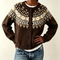 thumbnail image 6 of Rrxhxhs Cardigan Sweaters for Women Crew Neck Fair‑Isle Jacquard Toggle Closure Long Sleeve Retro Nordic Knit Cover Up, 6 of 7