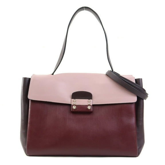 Pre-Owned Valentino Garavani handbag shoulder bag leather burgundy pink grey gold... (Good)