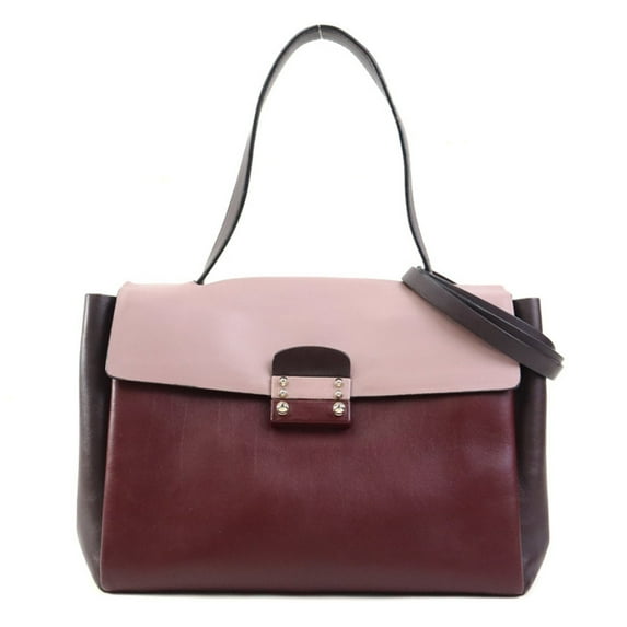 Pre-Owned Valentino Garavani handbag shoulder bag leather burgundy pink grey gold women's...