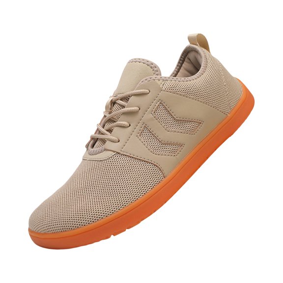 XIMIN Wide Toe Box Barefoot Shoes - Zero Drop Sole Lightweight Casual Sneakers for Women and Men, Comfortable Walking and Training Footwear (Khaki, 9.5)
