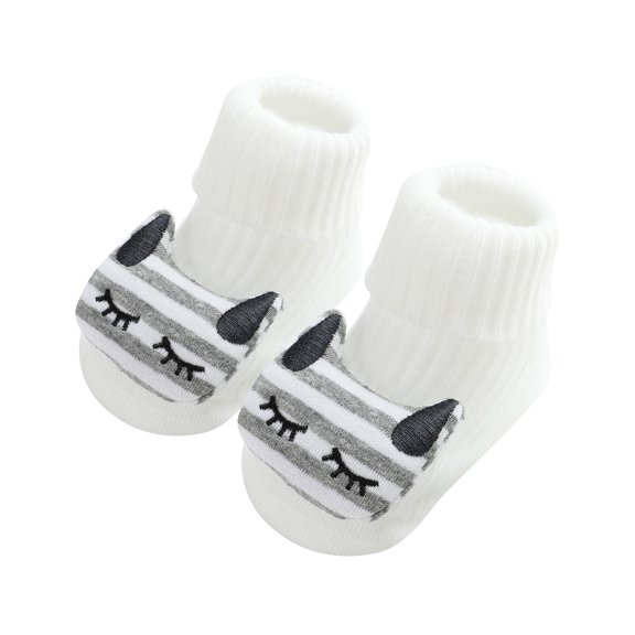 Odeerbi Toddler Boys Girls Sock Soft Winter Warm Thick Non Slip Soft Kids Solid Color Floor Socks Keep Warm Soft Dispensing Indoor Toddler Socks White 1-3 Years