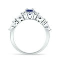 thumbnail image 6 of Art Deco Marquise Vintage Style Ring Blue Sapphire Cubic Zirconia White Tone 925 Sterling Silver, Size 8, 6 of 7