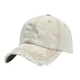 thumbnail image 2 of beishanbush Visors Unisex Casual Denim Hole Splice Hat Adjustable Washed Baseball Cap Beige, 2 of 2