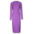 thumbnail image 4 of LYXSSBYX Womens Casual Dresses with Sleeves Women Casual Solid Knitting Slimming Hip Wrap Long Sleeve Round-Neck Sweaters Dress, 4 of 6
