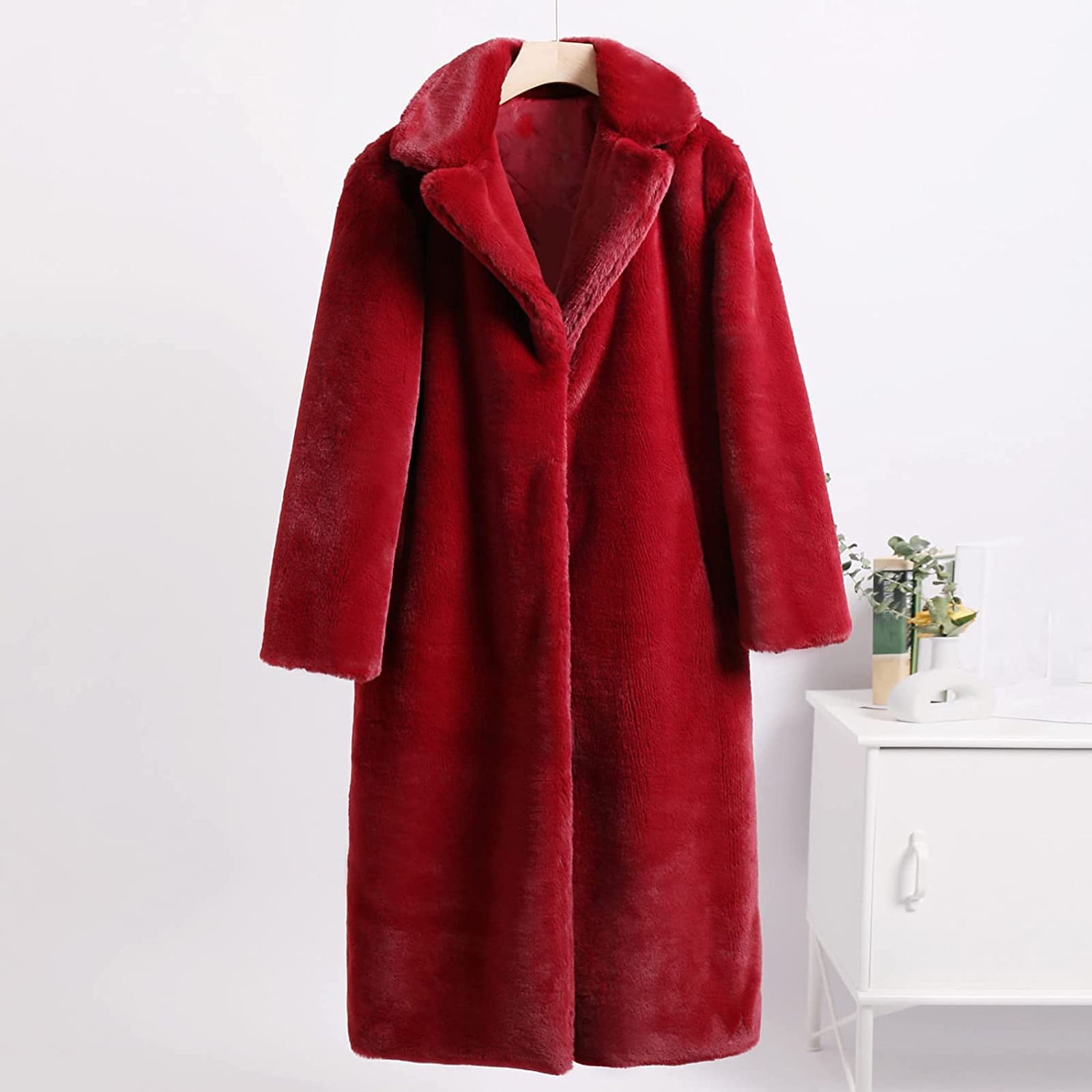 Plus size red fur coat 2025