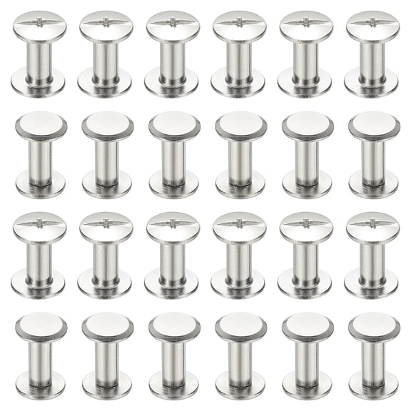 24 Sets Chicago Screws, 4x10mm(DxH) Chicago Screws Phillips Binding Post Screw Bolts Leather Rivets 304 Stainless Steel Fasteners for Leather Belt Scrapbook Photo Albums, Silver