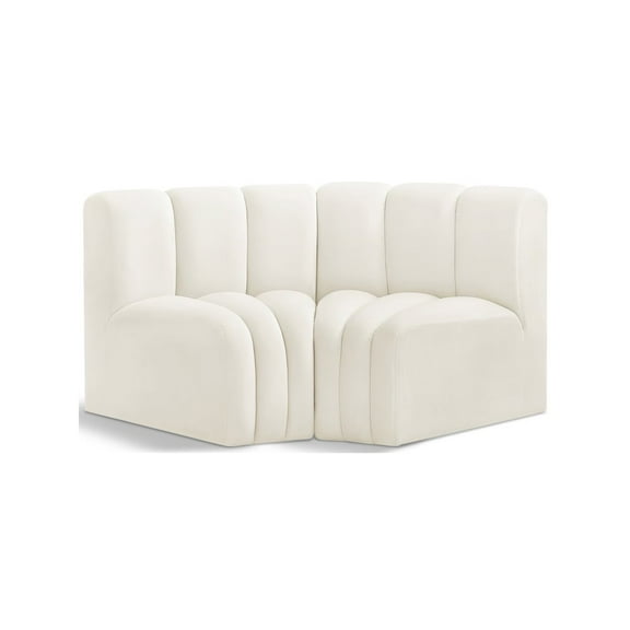 Meridian Furniture Arc Cream Velvet Modular Sectional