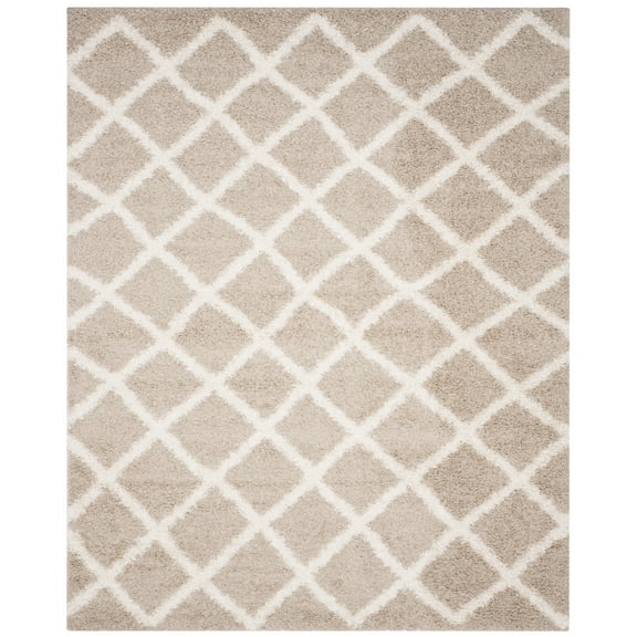 SAFAVIEH Dallas Diamond Geometric Shag Area Rug, Beige/Ivory, 8'6" x 12'