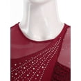 thumbnail image 5 of inlzdz Women's Color Block Lyrical Dance Dress Mesh Maxi Dresses Modern Contemporary Dancewear Burgundy&Black XL, 5 of 7
