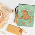 thumbnail image 3 of HELLHERO Polyester Fabric Book Protector for Books Lovers Book Carrying Case with Pocket Book Organzier Holder Storage & Portability for Textbooks Paperbacks Bag, Capybara Daisy Design, 3 of 4