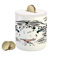 thumbnail image 1 of Tattoo Piggy Bank, Head of Magnificent Rare White Albino Tiger with Ocean Blue Eyes Image, Ceramic Coin Bank Money Box for Cash Saving, 3.6" X 3.2", White Black and Blue, by Ambesonne, 1 of 4