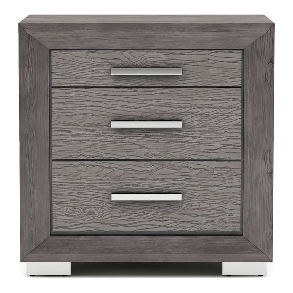 Furniture of America Lima Transitional 3-Drawer Adult Nightstand, Gray