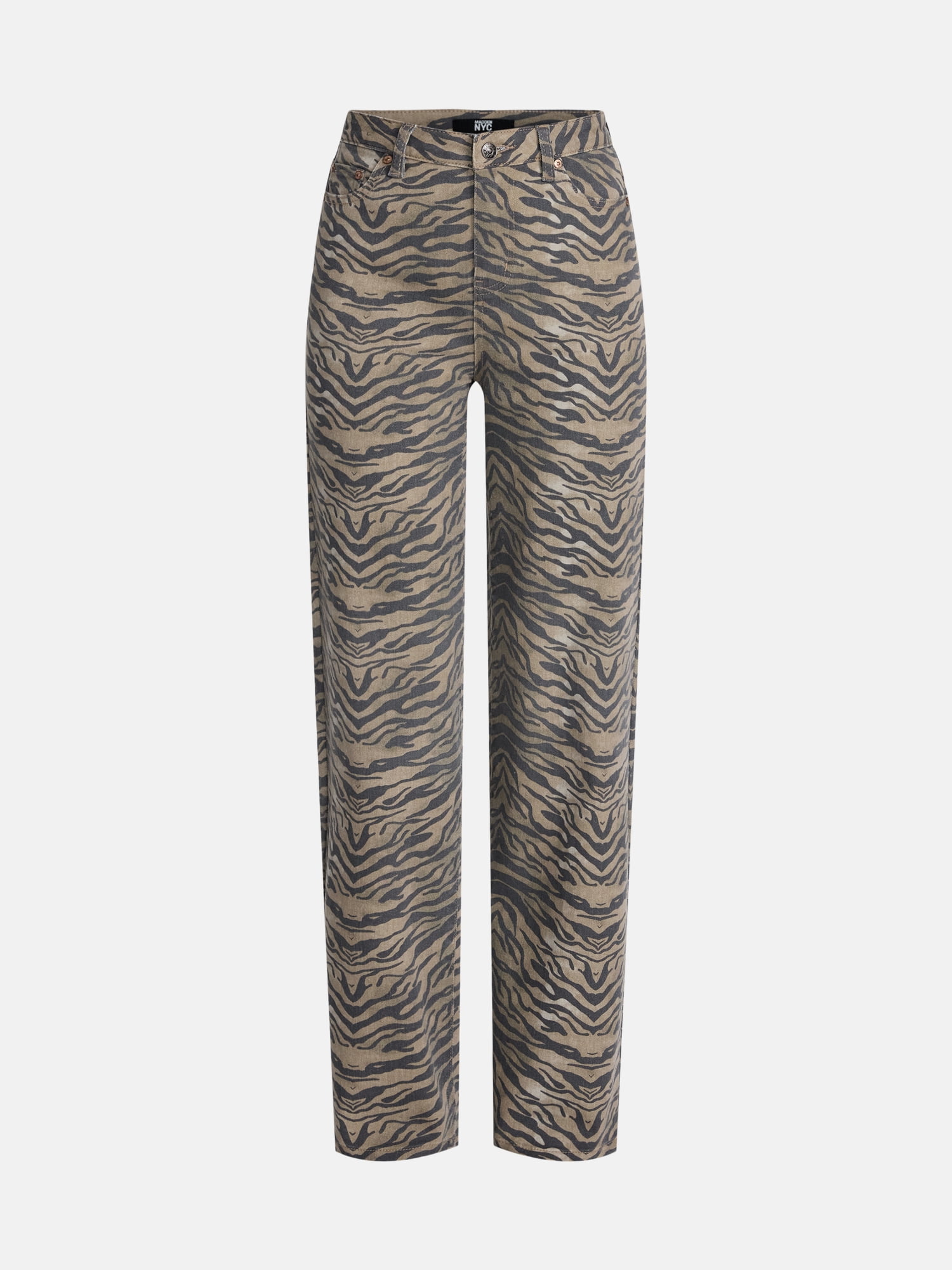 Madden NYC Women's Zebra Print 90's Jeans, 32" Inseam, Sizes 00-18