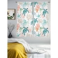 thumbnail image 3 of Teal Sea Turtle Starfish Sheer Curtains 2 Panels Set Summer Beach Coral Shell Watercolor Sheer Window Curtains Light Filtering Rod Pocket Voile Drapes for Bedroom Living Room 52"x63", 3 of 8