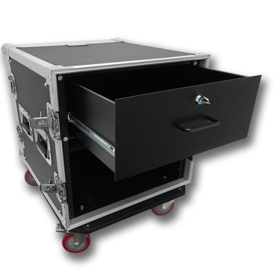 Seismic Audio 10 SPACE RACK CASE WITH 4U LOCKING DRAWER Amp Effect Mixer PA/DJ PRO CASTERS - SAR102rd4u