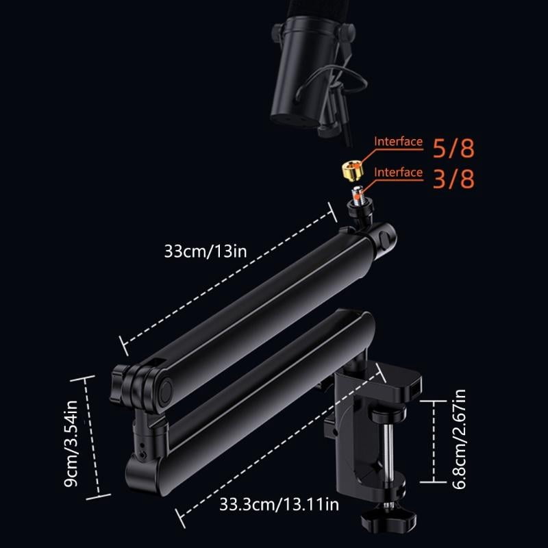 CEORPER Functional Metal Mic Boom Arm Stand Holder With Hide Cable Routing Systems