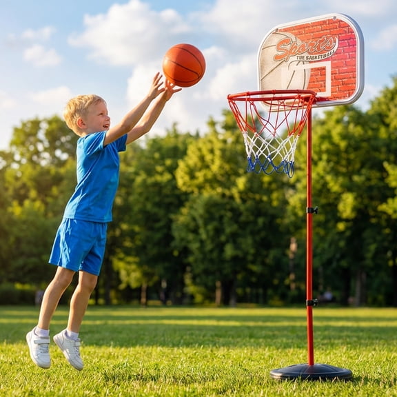 Adjustable Basketball Hoop Set, Up to 5FT Height, 13.4" Compact Backboard, Portable with Basketball, Ball Pump & Assembly Wrench for Indoor Outdoor