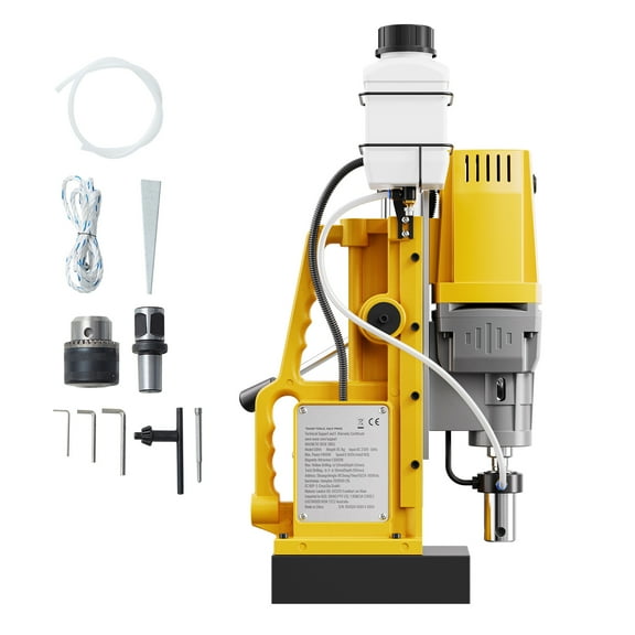 KFFKFF Magnetized Drilling Device, Powered by 1400W Engine with 2 in Hole Diameter, 2922 lbf Compact Electrical Mag Drill Press, Adjustable Speed from 0-750 RPM, Ideal for Metal Surface Drilling