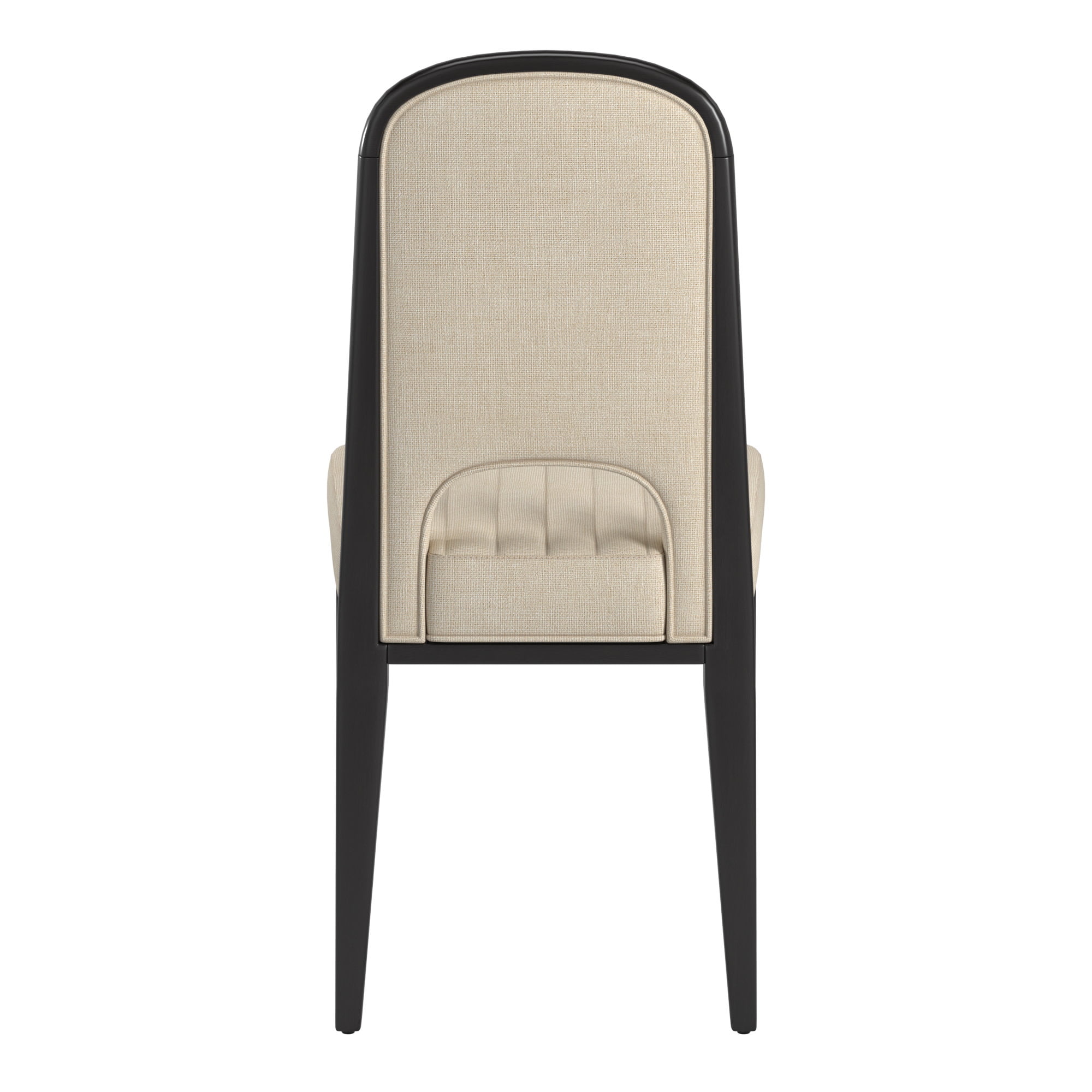 Weston Home Alta Wood Finish Cream Fabric Channel Stitching Dining Chair, Set of 2, Black Oak