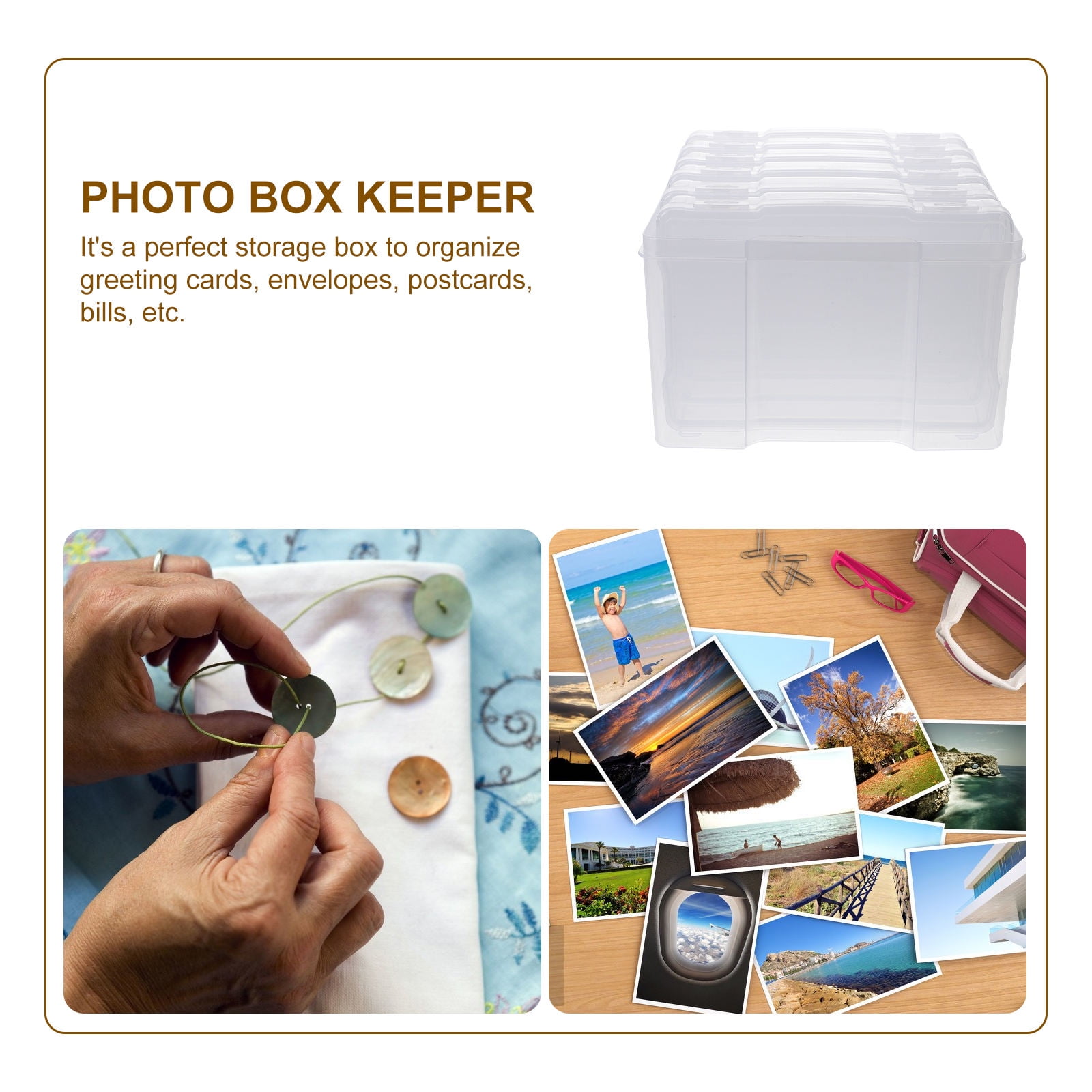 GOOHOCHY  Document Photo Box Desk Organizing Transparent Storage Practical