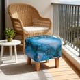 thumbnail image 4 of SCRAWLGOD Blue Marble Print Ottoman Cover Stretch Ottoman Slipcover Square, Polyester and Spandex Fabric for Square Ottomans, Storage Stool, Universal Footstool Protector, 4 of 7