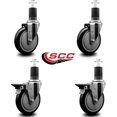 thumbnail image 2 of 5 Inch Black Poly Wheel Swivel 1-5/8 Inch Expanding Stem Caster Set 2 Brakes SCC, 2 of 2