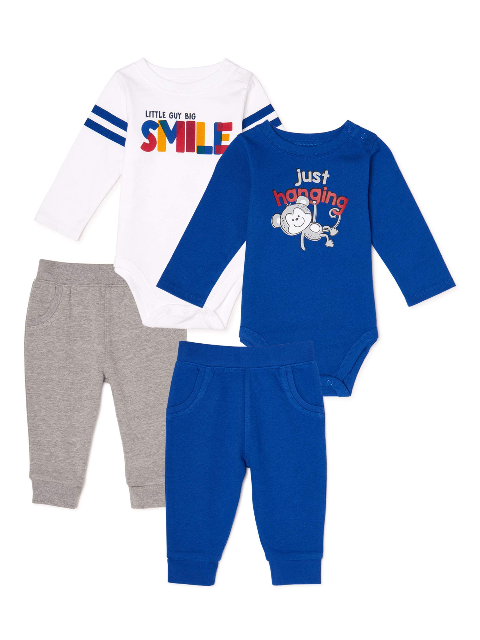 Garanimals Baby Boy Long Sleeve Bodysuit & Jogger Outfit Set, 4Piece