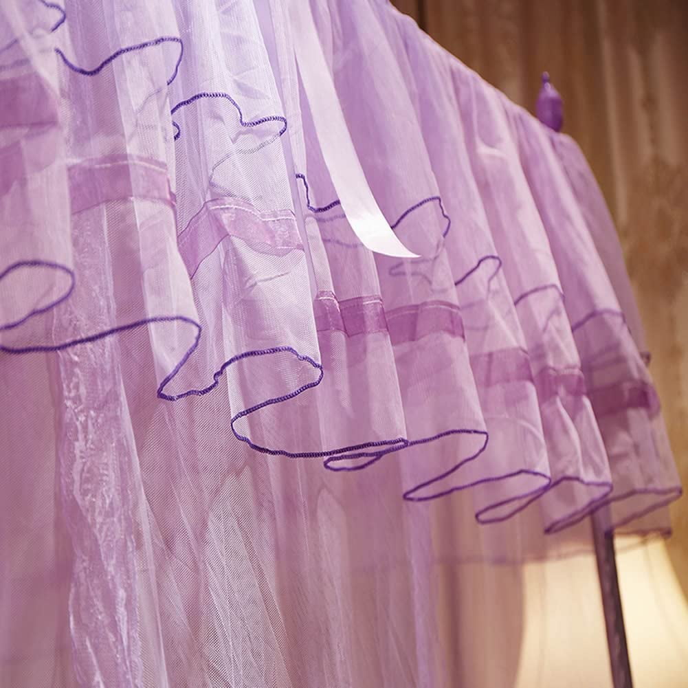 CAILDANL 4 Corners Post Pink Canopy Bed Curtain for Girls & Adults - Cute Cozy Drape Square Netting for Twin Bed - 4 Opening 45" W x 80" L Mosquito Net