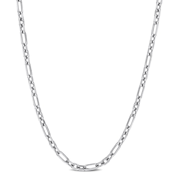 AMOUR 3mm Diamond Cut Figaro Chain Necklace In Sterling Silver, 18 In