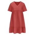 thumbnail image 6 of Womens Summer Dresses Women's Summer Button Up Shirt Skirt With A Collar Made Of Cotton And Linen Mini Dress Beige S, 6 of 9