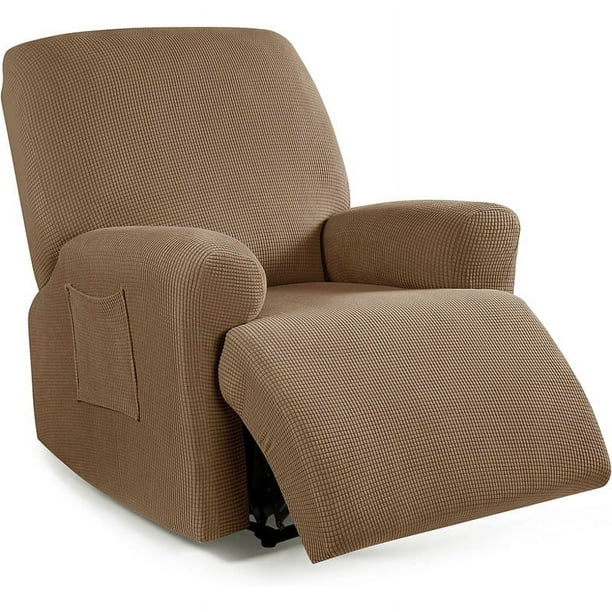 Nvzi Funda de sofá elástica de jacquard, funda de sofá de forro polar, funda de sillón reclinable para sala de estar, fácil de instalar, lavable, protector de sofá para 1 asiento (caqui oscuro)