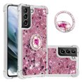 thumbnail image 1 of Funda para Samsung Galaxy S21 Plus 5G con Brillo Líquido Flotante, Purpurina, Parachoques y Anillo Giratorio Soporte, 1 of 5