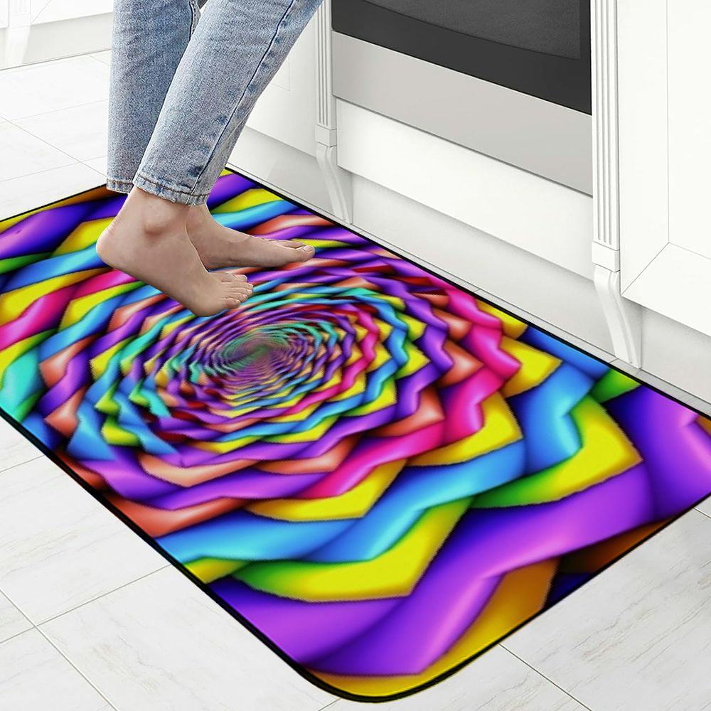 Heduofu Doormat Colorful Rainbow Spirals Non-Slip Indoor Entryway Door Mat (Rubber Backing) Decorative Door Mat, Door Mat with Non-Slip Rubber Backing, Easy Cleaning, Traps Dirt, for Entry, Patio