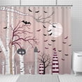 thumbnail image 1 of Whimsical Halloween Shower Curtain - Spooky Forest & Pumpkin Design, 1 of 4