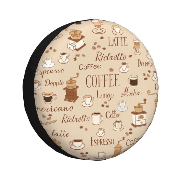 Balery Coffee Time Cubiertas para Neumáticos - Protector Resistente para Neumáticos de Camioneta, SUV, Remolque, Camper y RV-14 inch