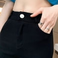 thumbnail image 4 of Pantalones de pierna ancha elásticos negros de nueve puntos sin bolitas para mujer de otoño, pantalones casuales de campana elásticos de cintura alta, 4 of 5