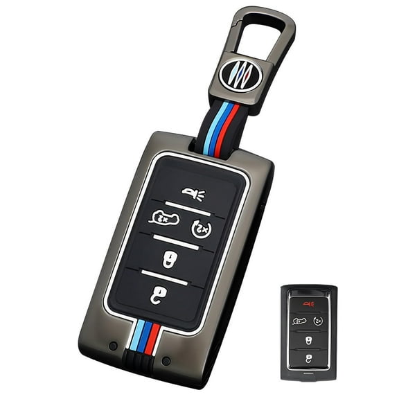 for Jeep Key Fob Cover Case Metal Shell Smart Keys Holder Protector Compatible for Jeep Grand Cherokee L Grand Wagoneer 5 Button 2023 2022