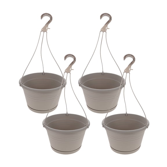 NICEXMAS 4-Pack White Hanging Plant Holders with Hooks, Plastic Pots for Indoor and Outdoor Garden Decoration
