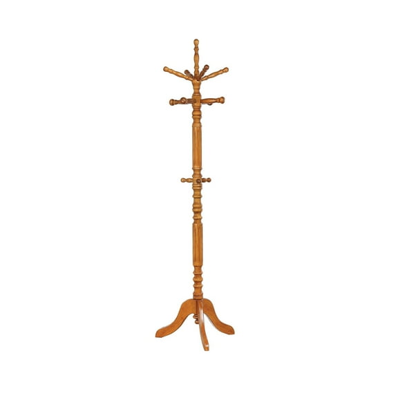 Traditional Wooden Coat Rack With Spining Top, Brown