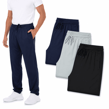 DARESAY Mens Joggers- Quick-Dry Mens Jogging Pants, Elastic Waist With Two Side Pockets, Athletic, Active Pants for Men, 3-Pack, Regular and Big Mens