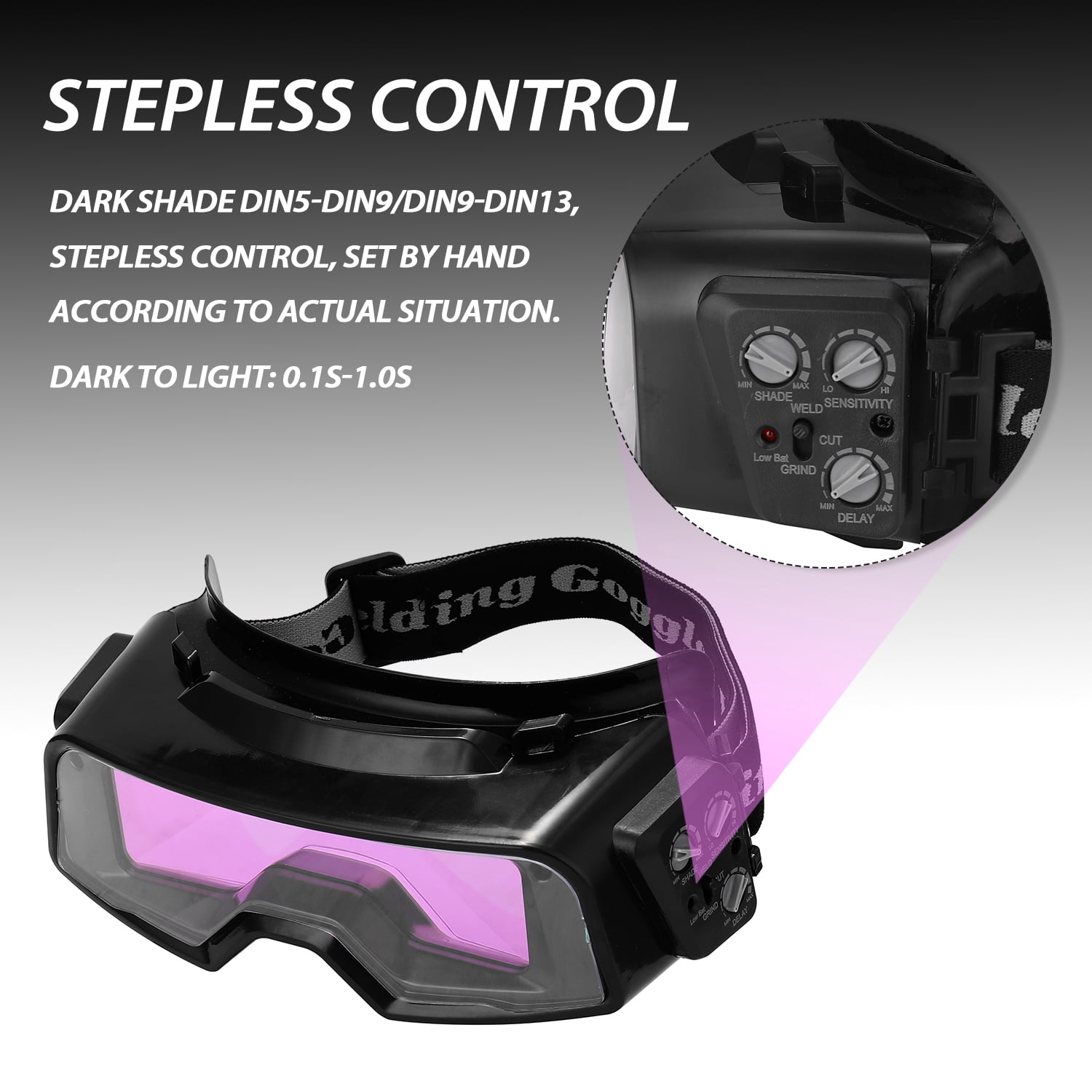 Pinnaco Auto Darkening Welding Goggles, TIG MIG MMA Professional Weld Glasses, Multifunction Utility Tool for Welding