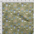 thumbnail image 4 of oneOone Polyester Spandex Olive Green Fabric Flower Pots Motif Sewing Craft Projects Fabric Prints By Yard 56 Inch Wide, 4 of 4