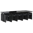 thumbnail image 3 of vidaXL 11 Piece Patio Dining Set with Cushions Black Poly Rattan, 3 of 10