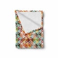 thumbnail image 2 of Geometric Soft Flannel Fleece Blanket, Abstract Cubes Isometric Hexagonal Shaped Pattern Colorful Retro Design Print, Cozy Plush for Indoor and Outdoor Use, 50" x 60", Mustard Orange, by Ambesonne, 2 of 6