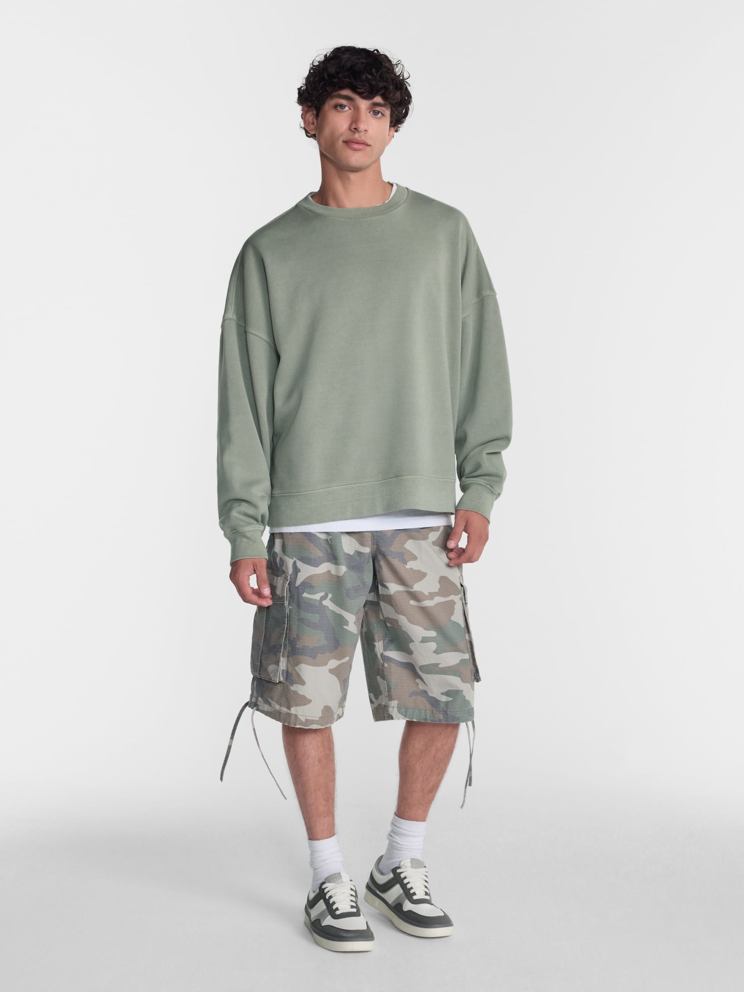 No Boundaries Crewneck Fleece Sweatshirt with Long Sleeves, Men's XS-4XLT