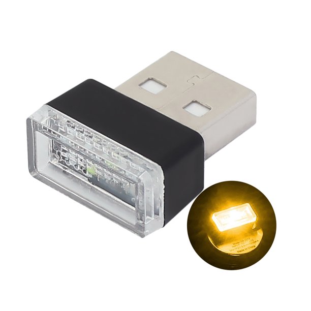 Luz Usb Interior Del Coche Lámparas decorativas para automóvil Universal USB LED Mini Car Light ABS para automóvil (Amarillo)