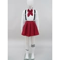 thumbnail image 3 of renvena Kids Girls School Uniform Skirt Set Japanese Anime Costume Outfit 3-16 Type A Burgundy 11-12, 3 of 7